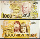 BRAZIL (1990) 1000 Cruzeiros UNC