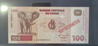Congo 100 francs 1997 SPECIMEN UNC Novčanica