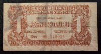 CZECHOSLOVAKIA- 1 KORUNA 1944.
