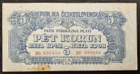 CZECHOSLOVAKIA- 5 KORUN 1944.