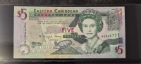 Eastern Caribbean Central Bank 5 dollar  UNC Novčanica