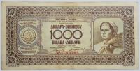 FNRJ, 1000 DINARA, 1946, VF