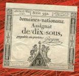 France ASSIGNAT FRENCH REVOLUTION 10 sols livres 1793 ( No112)