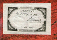 France ASSIGNAT FRENCH REVOLUTION 5 sols livres 1793 ( No102) TOP QUAL
