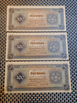Nezavisna država Hrvatska/100 kuna,1943g//Lot od 3 komada/Zamjena/UNC