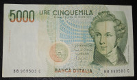 ITALY- 5000 LIRE 1985.