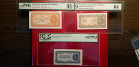 JUGOSLAVIA 5,10 i 20 DINARA 1944 PCGS & PMG 66,64,65 EPQ / PPQ