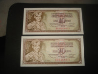 Jugoslavija 10 dinara 1978.UNC (2 kom)