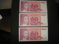 Jugoslavija 10 dinara 1990.UNC (3 kom)