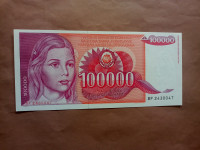Jugoslavija 100000 dinara 1989 UNC..