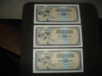 Jugoslavija 50 dinara 1968.UNC (3 kom)