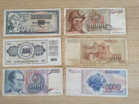 Jugoslavija novčanice 1000, 5000, 20 000 dinara