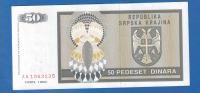 Knin - 50 dinara 1992 UNC - HRVATSKA ser ; AA1063135  / 2094