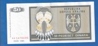 Knin - 50 dinara 1992 UNC - HRVATSKA ser ; AA1476195   / 2094