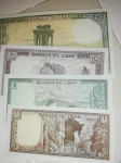 Libanon 1-250 Livres (4) UNC crippled Bankn. set, 1980-1988, P61-67