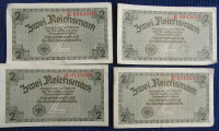 Lot od 4 novčanice Zwei Reichmark iz doba 2 svj rata
