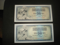 Lot Jugoslavija 50 dinara 1968. i 1981.UNC