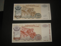 Lot Krajina Knin 1.000 i 10.000 dinara 1994.UNC