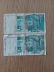 Lot novčanica od 5 kuna 1993 i 2001