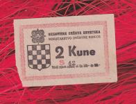 2 KUNE 1942 - MINISTARSTVO DRŽAVNE RIZNICE -   2065  -/- ORIGINAL