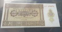 ND H HRVATSKA 20 KUNA 1944  - 2  SLOVA