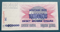 NOVČANI BON 10 000 000 DESET MILIONA DINARA BOSNA I HERCEGOVINA 1993.