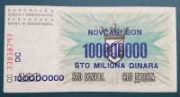 NOVČANI BON 100 000 000 STO MILIONA DINARA BIH BOSNA  HERCEGOVINA 1993