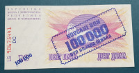 NOVČANI BON 100 000 STO HILJADA DINARA BOSNA I HERCEGOVINA 1993. NOVA