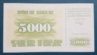 NOVČANI BON 5000 DINARA BIH BOSNA I HERCEGOVINA 1993. NOVA
