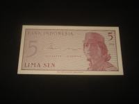 Novčanica Indonezija / Indonesia 5 sen 1964.UNC
