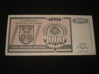 Novčanica Krajina Knin 1000 dinara 1992.VF(1)