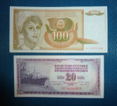 Novčanice 20 i 100 dinara , SFRJ,  iz 1974. i 1990. godine