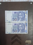 Novcanice od 50 kuna u UNC stanju cijena po komadu 13 eura