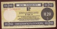 POLJSKA BON TOWAROWY 20 CENTS 1979