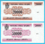 SAO KRAJINA - RSK KNIN lot 2 novčanice (20.000 50.000 dinara) Hrvatska