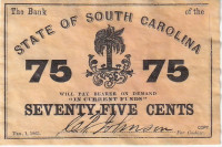 SOUTH CAROLINA 75 CENTS 1863