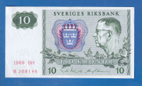ŠVEDSKA 10 KRONOR 1989  UNC  - SER - E308146  / 2099
