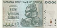 ZIMBABWE 50000000  DOLLARS 2008