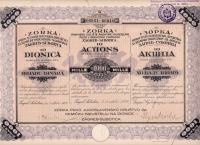 dionica 1.000 dinara; "ZORKA" PJDzKI Zagreb-Subotica 1924.