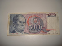 Novčanica od 5000 dinara SFRJ