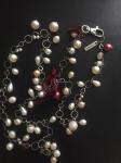 MISS SIXTY efektna original ogrlica remen  sa perlama i mašnicom