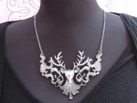 Ogrlica jelen - vintage srebro