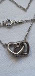 Srebrna ogrlica Srce povezana srca 925 srebro