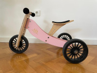 Kinderfeets drveni bicikl + roze boje