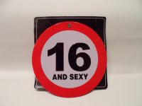 16 And Sexy - Šaljivi Prometni Znak, Pločica, Za Auto NOVO
