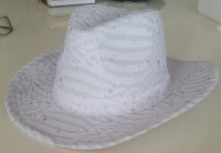 Kaubojski šešir bijeli sa šljokicama