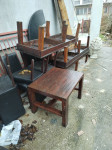 Klupe drvene7kom i 2 sanduka