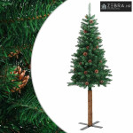 Tanko božićno drvce s pravim drvom i šiškama zeleno 150 cm PVC - 150 x