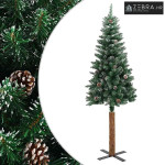 Tanko božićno drvce s pravim drvom i snijegom zeleno 150 cm - 150 x 66