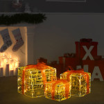 Ukrasne akrilne božićne kutije za poklone 3 kom tople bijele - NOVO